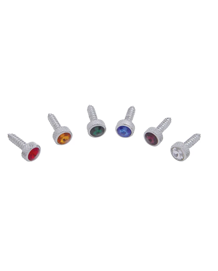 (6/CARD) CHROME KENWORTH UPPER DASH SCREW W/ DIAMOND - PURPLE (6/CARD) CHROME KENWORTH UPPER DASH SCREW W/ DIAMOND - PURPLE