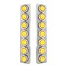 UP33726-SS Front Air Cleaner Bracket With 14X 9 Amber LED 2" Reflector Lights & Bezel For KW Trucks -Amber Lens
