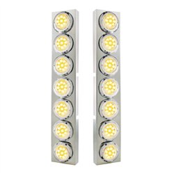 UP33727-SS Front Air Cleaner Bracket With 14X 9 Amber LED 2" Reflector Lights & Bezel For KW Trucks -Clear Lens