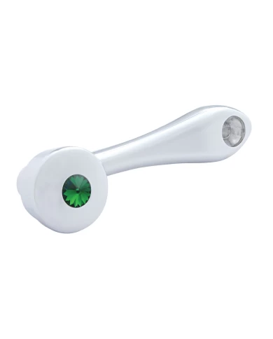(CARD) CHROME WINDOW CRANK W/ SLOT ADAPTOR - GREEN DIAMOND (CARD) CHROME WINDOW CRANK W/ SLOT ADAPTOR - GREEN DIAMOND