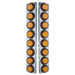 UP33800-SS Front Air Cleaner Bracket With 16X 9 LED 2" Lights For Peterbilt-Amber LED & Lens