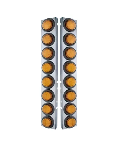 UP33800-SS Front Air Cleaner Bracket With 16X 9 LED 2" Lights For Peterbilt-Amber LED & Lens