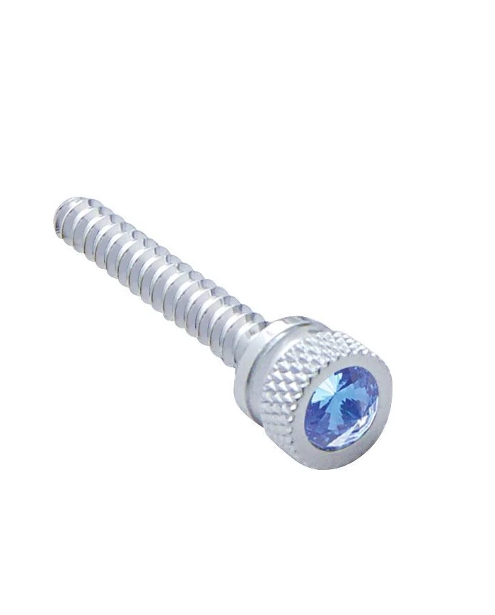 (2/CARD) CHROME FREIGHTLINER LONG DASH SCREW W/ DIAMOND - BLUE (2/CARD) CHROME FREIGHTLINER LONG DASH SCREW W/ DIAMOND - BLUE