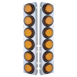 UP33808-SS Front Air Cleaner Bracket With 12X 9 LED 2" Lights For Peterbilt-Amber LED & Lens
