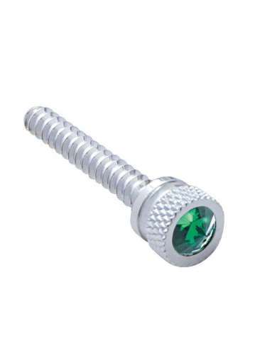 (BULK) CHROME FREIGHTLINER LONG DASH SCREW W/ DIAMOND - GREEN (BULK) CHROME FREIGHTLINER LONG DASH SCREW W/ DIAMOND - GREEN