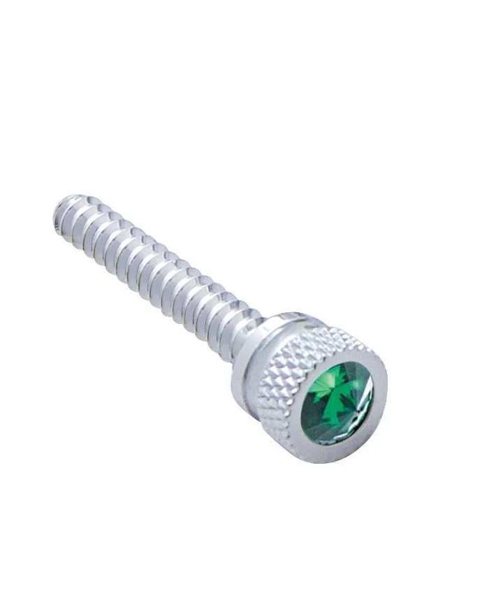 (BULK) CHROME FREIGHTLINER LONG DASH SCREW W/ DIAMOND - GREEN