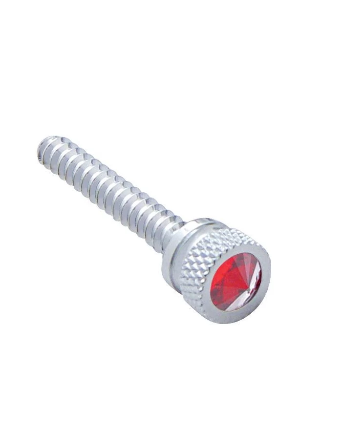 (BULK) CHROME FREIGHTLINER LONG DASH SCREW W/ DIAMOND - RED (BULK) CHROME FREIGHTLINER LONG DASH SCREW W/ DIAMOND - RED