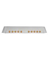 (BOX) STAINLESS STEEL FREIGHTLINER CORONADO DROP VISOR W/ TEN 2" INCANDESCENT FLAT LIGHTS - AMBER LENS (BOX) STAINLESS STEEL FREIGHTLINER CORONADO DROP VISOR W/ TEN 2" INCANDESCENT FLAT LIGHTS - AMBER LENS