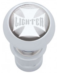 (CARD) CHROME ALUMINUM DELUXE CIGARETTE LIGHTER W/ GLOSSY "LIGHTER" MALTESE CROSS STICKER - SILVER (CARD) CHROME ALUMINUM DELUXE CIGARETTE LIGHTER W/ GLOSSY "LIGHTER" MALTESE CROSS STICKER - SILVER