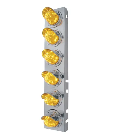 UP33914-SS Front Air Cleaner Bracket With 12X 11 LED Watermelon Lights & Visors For Peterbilt-Amber LED & Lens