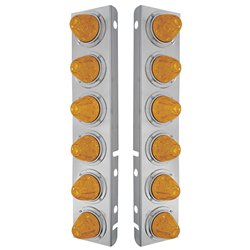 UP33920-SS Front Air Cleaner Bracket With 12X 11 LED Watermelon Lights & Bezels For Peterbilt-Amber LED & Lens