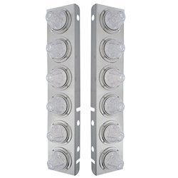 UP33921-SS Front Air Cleaner Bracket With 12X 11 LED Watermelon Lights & Bezels For Peterbilt-Amber LED/Clear Lens