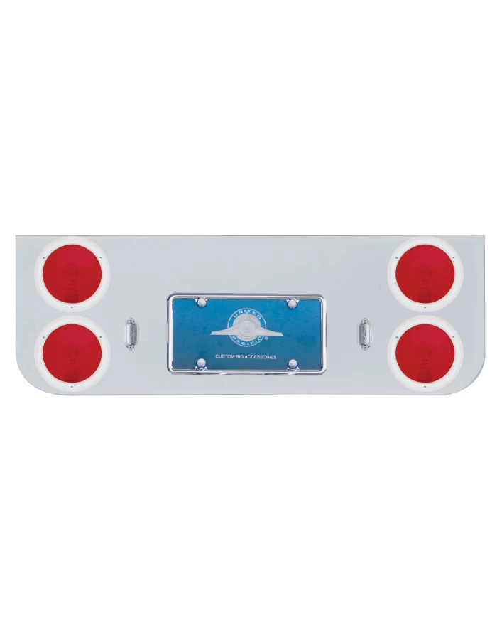 (BOX) CR. REAR CENTER PANEL LIGHT W/ FOUR 4" ROUND INCAND. LIGHTS W/ STAINLESS STEEL BEZEL - RED LENS (BOX) CR. REAR CENTER PANEL LIGHT W/ FOUR 4" ROUND INCAND. LIGHTS W/ STAINLESS STEEL BEZEL - RED LENS