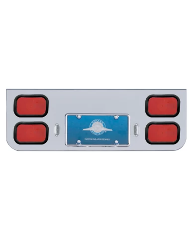 (BULK) CHROME REAR CENTER LIGHT PANEL W/ 4 RECTANGULAR LIGHTS - RED LENS (BULK) CHROME REAR CENTER LIGHT PANEL W/ 4 RECTANGULAR LIGHTS - RED LENS