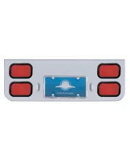(BULK) CHROME REAR CENTER LIGHT PANEL W/ 4 RECTANGULAR LIGHTS - RED LENS (BULK) CHROME REAR CENTER LIGHT PANEL W/ 4 RECTANGULAR LIGHTS - RED LENS