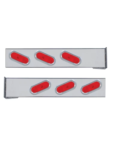 (2/BULK) CHROME 2 PCS. REAR LIGHT BAR W/ 6 SLANTED OVAL RED INCANDESCENT LIGHT W/ VISOR - 4 HOLE FLANGE MOUNT (2/BULK) CHROME 2 PCS. REAR LIGHT BAR W/ 6 SLANTED OVAL RED INCANDESCENT LIGHT W/ VISOR - 4 HOLE FLANGE MOUNT