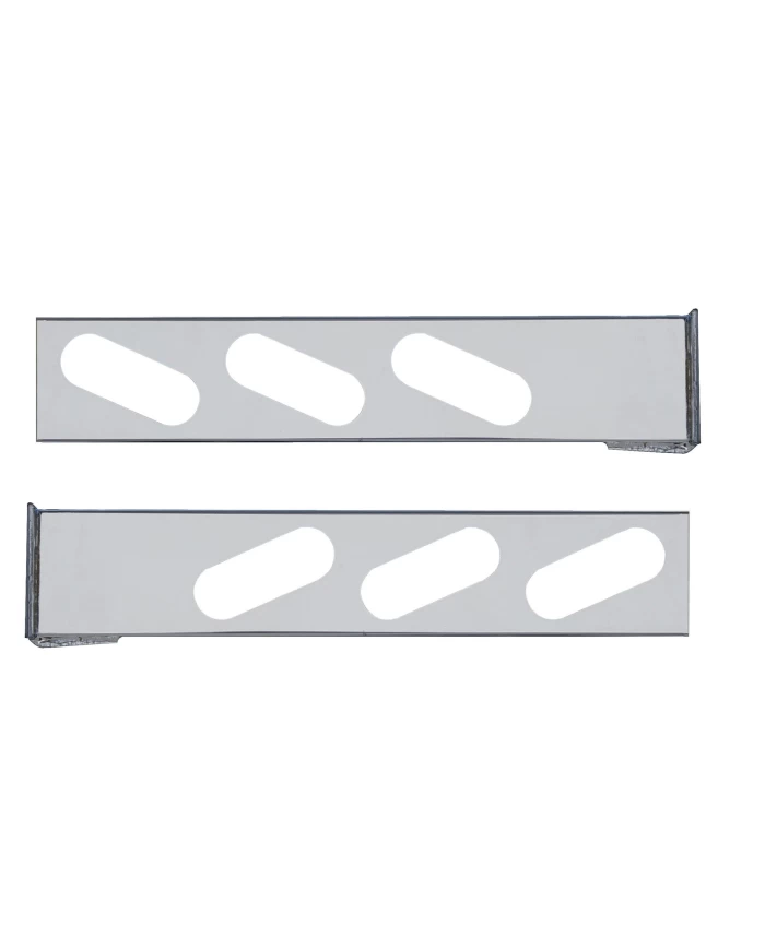 (2/BULK) CHROME 2 PCS. REAR LIGHT BAR W/ 6 SLANTED OVAL LIGHT CUTOUTS - 4 HOLE FLANGE MOUNT (2/BULK) CHROME 2 PCS. REAR LIGHT BAR W/ 6 SLANTED OVAL LIGHT CUTOUTS - 4 HOLE FLANGE MOUNT