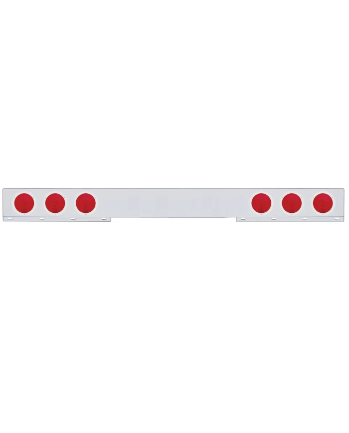 (BULK) CHROME 94" LONG 1 PIECE REAR LIGHT BAR W/ SIX 4" ROUND LIGHTS W/ STAINLESS STEEL BEZEL