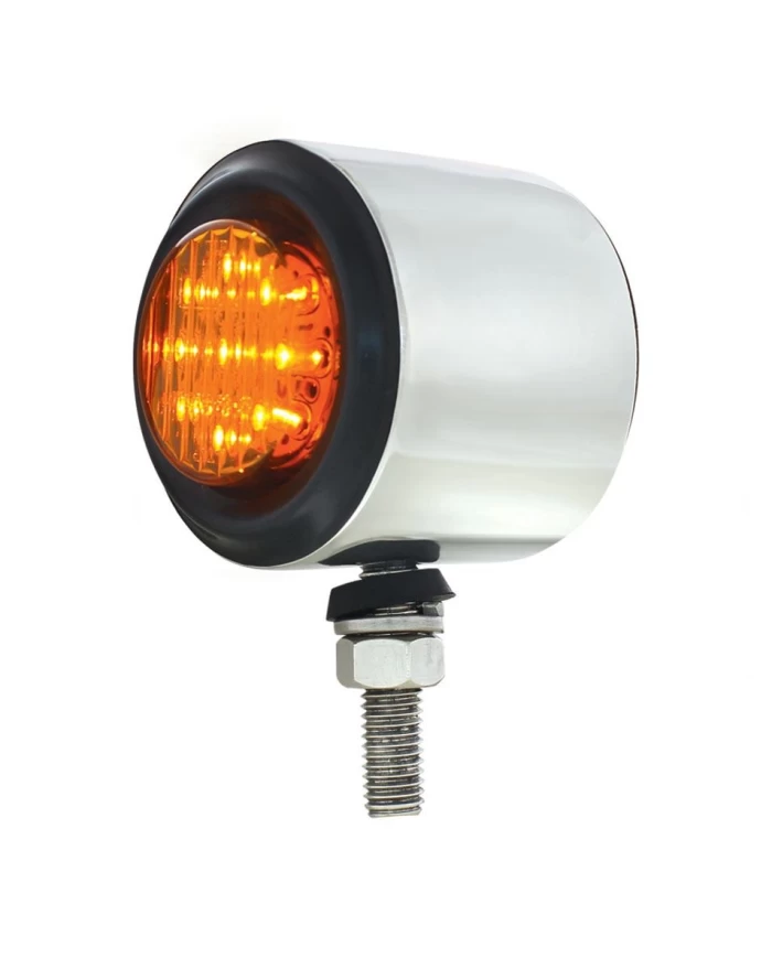 (BULK) S.S. DOUBLE FACE LIGHT HOUSING W/ TWO 9 LED 2" FLAT LIGHT - AMBER LED/ AMBER LENS & RED LED/RED LENS