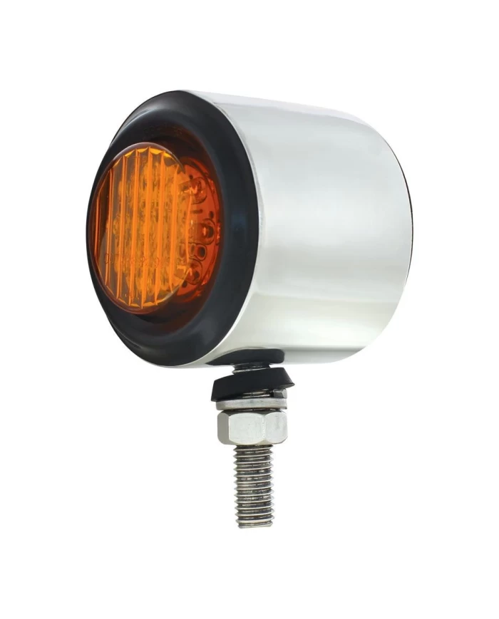 (BULK) S.S. DOUBLE FACE LIGHT HOUSING W/ TWO 9 LED 2" FLAT LIGHT - AMBER LED/ AMBER LENS & RED LED/RED LENS