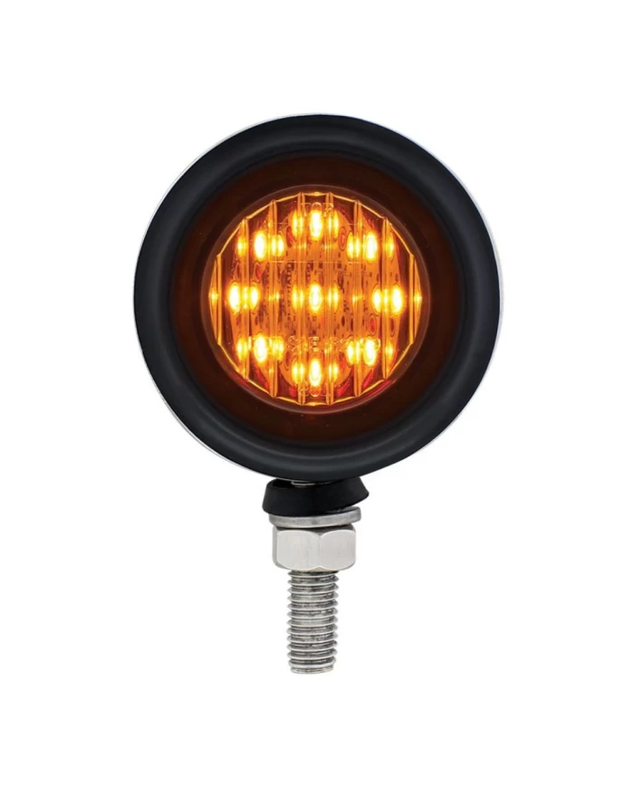 (BULK) S.S. DOUBLE FACE LIGHT HOUSING W/ TWO 9 LED 2" FLAT LIGHT - AMBER LED/ AMBER LENS & RED LED/RED LENS