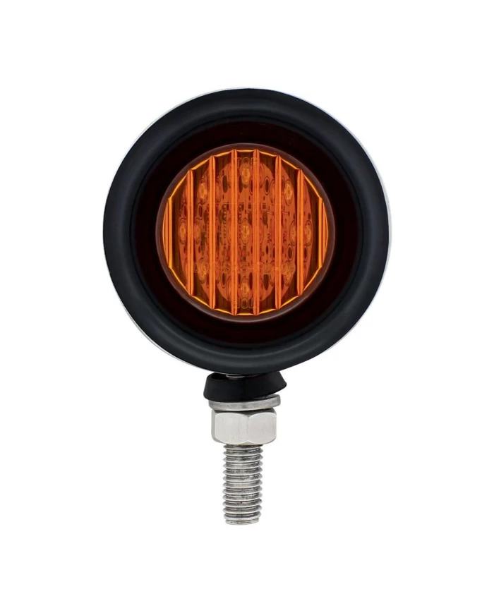 (BULK) S.S. DOUBLE FACE LIGHT HOUSING W/ TWO 9 LED 2" FLAT LIGHT - AMBER LED/ AMBER LENS & RED LED/RED LENS