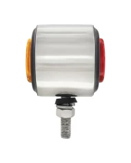 (BULK) S.S. DOUBLE FACE LIGHT HOUSING W/ TWO 9 LED 2" FLAT LIGHT - AMBER LED/ AMBER LENS & RED LED/RED LENS