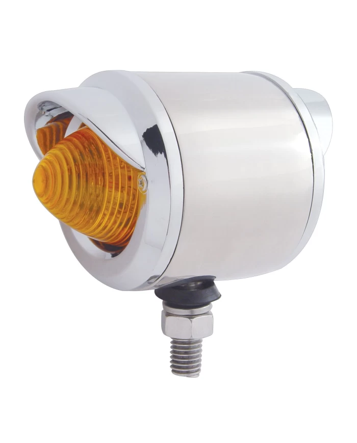 (BULK) S.S. DOUBLE FACE HOUSING W/ TWO 9 LED 2" BEEHIVE LT & VISOR - AMBER LED/ AMBER LENS & RED LED/RED LENS