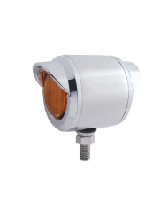 (BULK) S.S. DOUBLE FACE HOUSING W/ TWO 13 LED 2 1/2" FLAT LT & VISOR - AMBER LED/ AMBER LENS & RED LED/RED LENS