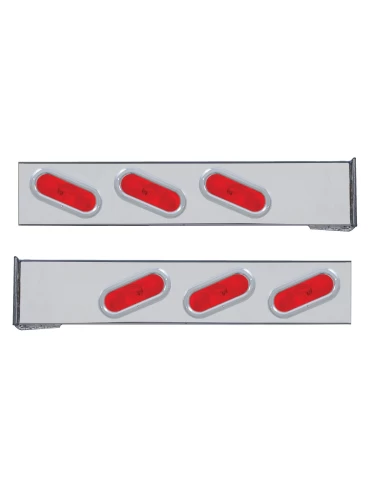 (2/BULK) CHROME 2 PCS. REAR LIGHT BAR W/ 6 SLANTED INCANDESCENT OVAL RED LIGHT W/ BEZEL - 4 HOLE FLANGE MOUNT (2/BULK) CHROME 2 PCS. REAR LIGHT BAR W/ 6 SLANTED INCANDESCENT OVAL RED LIGHT W/ BEZEL - 4 HOLE FLANGE MOUNT