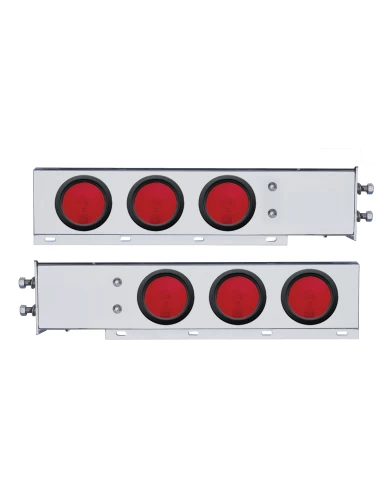 (2/BULK) CHROME SPRING LOADED REAR LIGHT BAR W/ 6 INCANDESCENT 4" RED LIGHT W/ GROMMET - 2 1/2" BOLT PATTERN (2/BULK) CHROME SPRING LOADED REAR LIGHT BAR W/ 6 INCANDESCENT 4" RED LIGHT W/ GROMMET - 2 1/2" BOLT PATTERN
