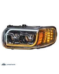 (CBOX) BLACKOUT HIGH POWER LED HEADLIGHT WITH LED POSITION LIGHT & LED TURN SIGNAL FOR 2008+ PETERBILT 388/389 - DRIVER