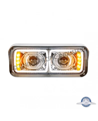 (CBOX) UNIVERSAL 4" X 6" MODULAR CHROME LED PROJECTION HEADLIGHT WITH LED TURN SIGNAL & LED PISTION LIGHT BAR - DRIVER (CBOX) UNIVERSAL 4" X 6" MODULAR CHROME LED PROJECTION HEADLIGHT WITH LED TURN SIGNAL & LED PISTION LIGHT BAR - DRIVER