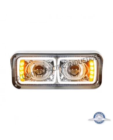 (CBOX) UNIVERSAL 4" X 6" MODULAR CHROME LED PROJECTION HEADLIGHT WITH LED TURN SIGNAL & LED PISTION LIGHT BAR - PASSENGER (CBOX) UNIVERSAL 4" X 6" MODULAR CHROME LED PROJECTION HEADLIGHT WITH LED TURN SIGNAL & LED PISTION LIGHT BAR - PASSENGER