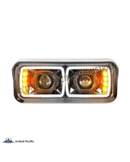(CBOX) UNIVERSAL 4" X 6" MODULAR BLACKOUT LED PROJECTION HEADLIGHT WITH LED TURN SIGNAL & LED PISTION LIGHT BAR - DRIVER