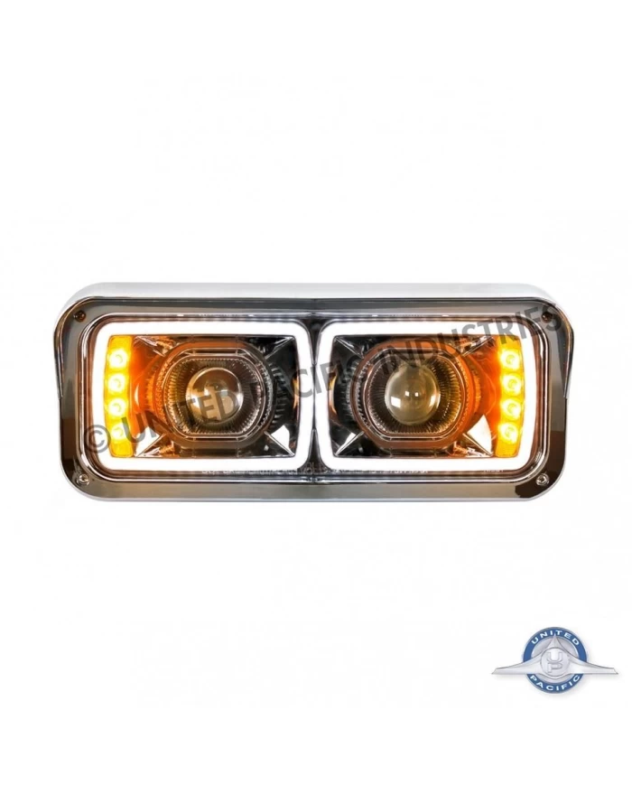 (CBOX) UNIVERSAL 4" X 6" MODULAR BLACKOUT LED PROJECTION HEADLIGHT WITH LED TURN SIGNAL & LED PISTION LIGHT BAR - PASSENGER