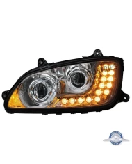 (BOX) KENWORTH T660/T440/T470 CHROME PROJECTION HEADLIGHT W/ LED TURN SIGNAL - DRIVER (BOX) KENWORTH T660/T440/T470 CHROME PROJECTION HEADLIGHT W/ LED TURN SIGNAL - DRIVER