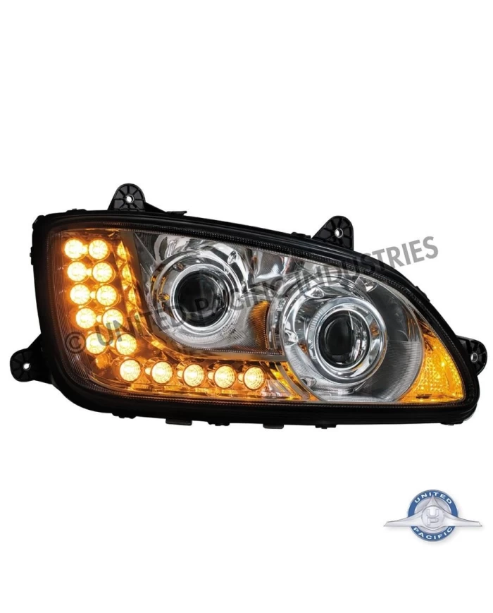 (BOX) KENWORTH T660/T440/T470 CHROME PROJECTION HEADLIGHT W/ LED TURN SIGNAL - PASSENGER (BOX) KENWORTH T660/T440/T470 CHROME PROJECTION HEADLIGHT W/ LED TURN SIGNAL - PASSENGER