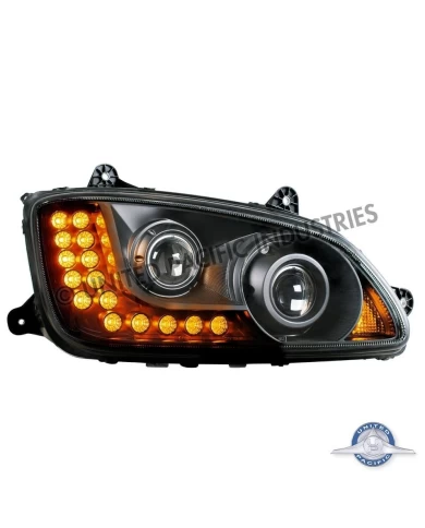 (BOX) KENWORTH T660/T440/T470 "BLACKOUT" PROJECTION HEADLIGHT W/ LED TURN SIGNAL - PASSENGER (BOX) KENWORTH T660/T440/T470 "BLACKOUT" PROJECTION HEADLIGHT W/ LED TURN SIGNAL - PASSENGER