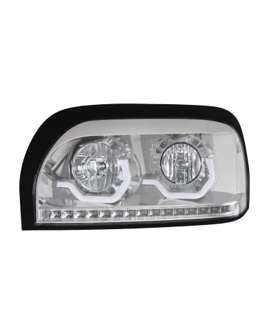 (CBOX) CHROME CENTURY HEADLIGHT WITH LED TURN SIGNAL & LED POSITION LIGHT BAR - DRIVER (CBOX) CHROME CENTURY HEADLIGHT WITH LED TURN SIGNAL & LED POSITION LIGHT BAR - DRIVER
