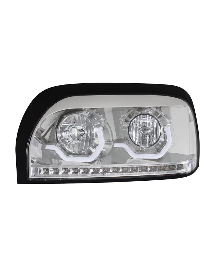 (CBOX) CHROME CENTURY HEADLIGHT WITH LED TURN SIGNAL & LED POSITION LIGHT BAR - DRIVER (CBOX) CHROME CENTURY HEADLIGHT WITH LED TURN SIGNAL & LED POSITION LIGHT BAR - DRIVER