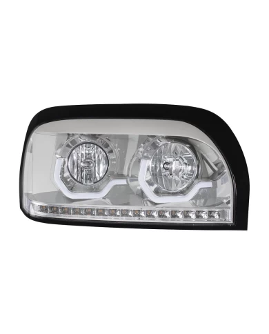 (CBOX) CHROME CENTURY HEADLIGHT WITH LED TURN SIGNAL & LED POSITION LIGHT BAR - PASSENGER (CBOX) CHROME CENTURY HEADLIGHT WITH LED TURN SIGNAL & LED POSITION LIGHT BAR - PASSENGER
