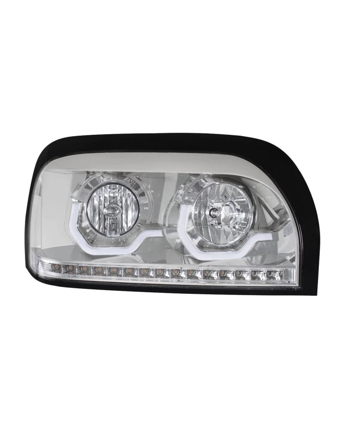 (CBOX) CHROME CENTURY HEADLIGHT WITH LED TURN SIGNAL & LED POSITION LIGHT BAR - PASSENGER