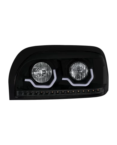(CBOX) "BLACKOUT" CENTURY HEADLIGHT WITH LED TURN SIGNAL & LED POSITION LIGHT BAR - DRIVER (CBOX) "BLACKOUT" CENTURY HEADLIGHT WITH LED TURN SIGNAL & LED POSITION LIGHT BAR - DRIVER