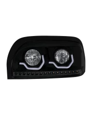 (CBOX) "BLACKOUT" CENTURY HEADLIGHT WITH LED TURN SIGNAL & LED POSITION LIGHT BAR - DRIVER