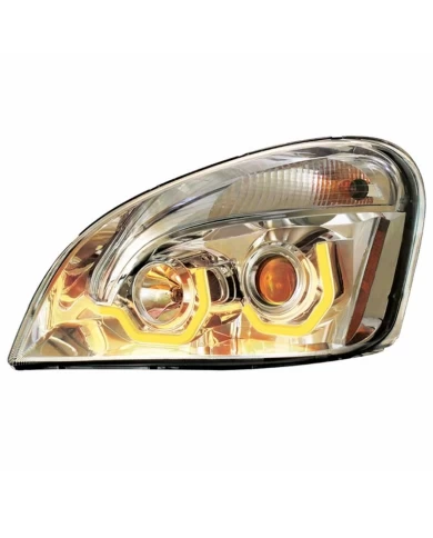 (CBOX) CHROME PROJECTION HEADLIGHT W/DUAL FUNCTION LIGHT BAR FOR 2008+ FREIGHTLINER CASCADIA - DRIVER (CBOX) CHROME PROJECTION HEADLIGHT W/DUAL FUNCTION LIGHT BAR FOR 2008+ FREIGHTLINER CASCADIA - DRIVER