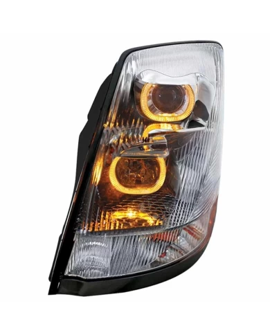 (CBOX) CHROME 2004+ VOLVO VN/VNL PROJECTION HEADLIGHT WITH DUAL FUNCTION AMBER LED LIGHT BAR - DRIVER (CBOX) CHROME 2004+ VOLVO VN/VNL PROJECTION HEADLIGHT WITH DUAL FUNCTION AMBER LED LIGHT BAR - DRIVER