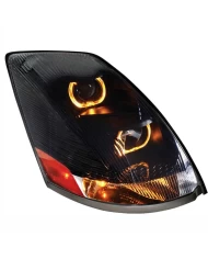 (CBOX) "BLACKOUT" 2004+ VOLVO VN/VNL PROJECTION HEADLIGHT WITH DUAL FUNCTION AMBER LED LIGHT BAR - DRIVER
