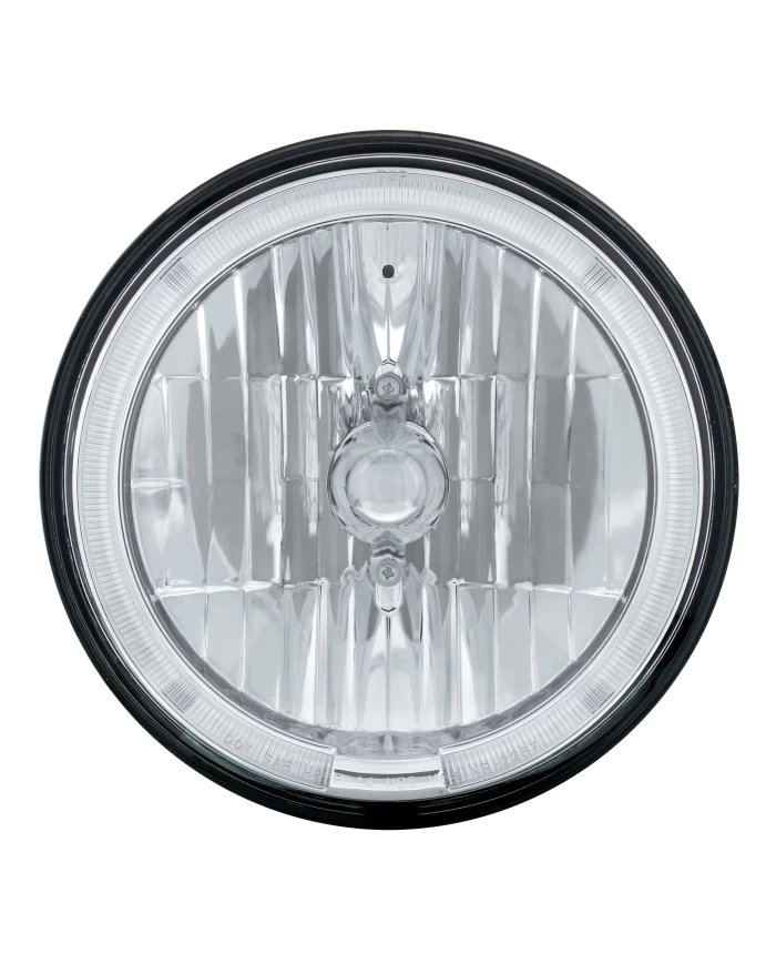 (BOX) 7" CRYSTAL 9007 HEADLIGHT WITH WITH AMBER LED HALO RING