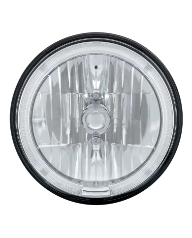 (BOX) 7" CRYSTAL 9007 HEADLIGHT WITH WITH WHITE LED HALO RING (BOX) 7" CRYSTAL 9007 HEADLIGHT WITH WITH WHITE LED HALO RING